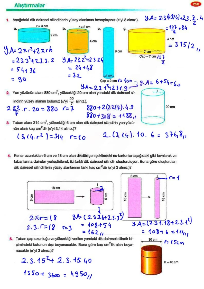 8. Sınıf Matematik Ders Kitabı Cevapları Berkay Yayınları Sayfa 258 Çözüm Görseli
