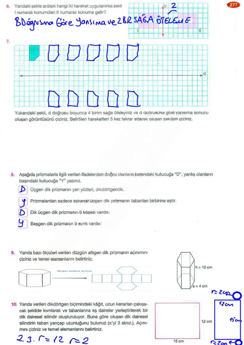 8. Sınıf Matematik Ders Kitabı Cevapları Berkay Yayınları Sayfa 277 Çözüm Görseli