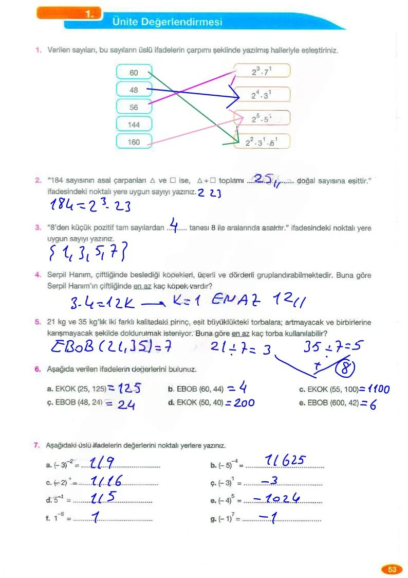 8. Sınıf Matematik Ders Kitabı Cevapları Berkay Yayınları Sayfa 53 Çözüm Görseli