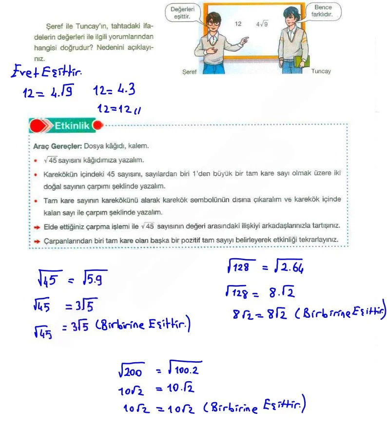 8. Sınıf Matematik Ders Kitabı Cevapları Berkay Yayınları Sayfa 61 Çözüm Görseli