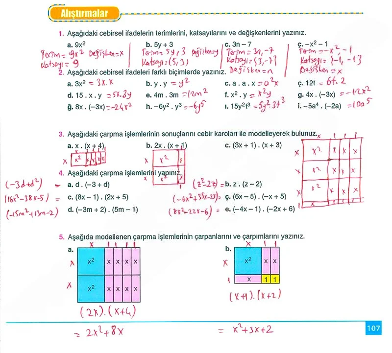 8. Sınıf Matematik Ders Kitabı Cevapları Koza Yayınları Sayfa 107 Çözüm Görseli