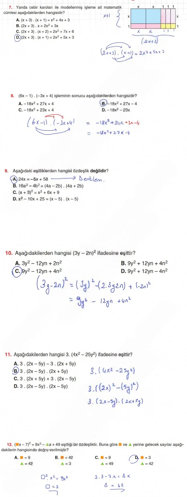 8. Sınıf Matematik Ders Kitabı Cevapları Koza Yayınları Sayfa 124 Çözüm Görseli