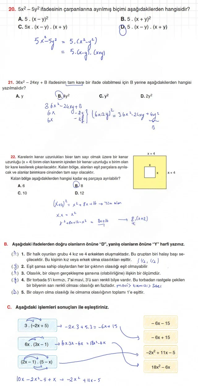 8. Sınıf Matematik Ders Kitabı Cevapları Koza Yayınları Sayfa 126 Çözüm Görseli