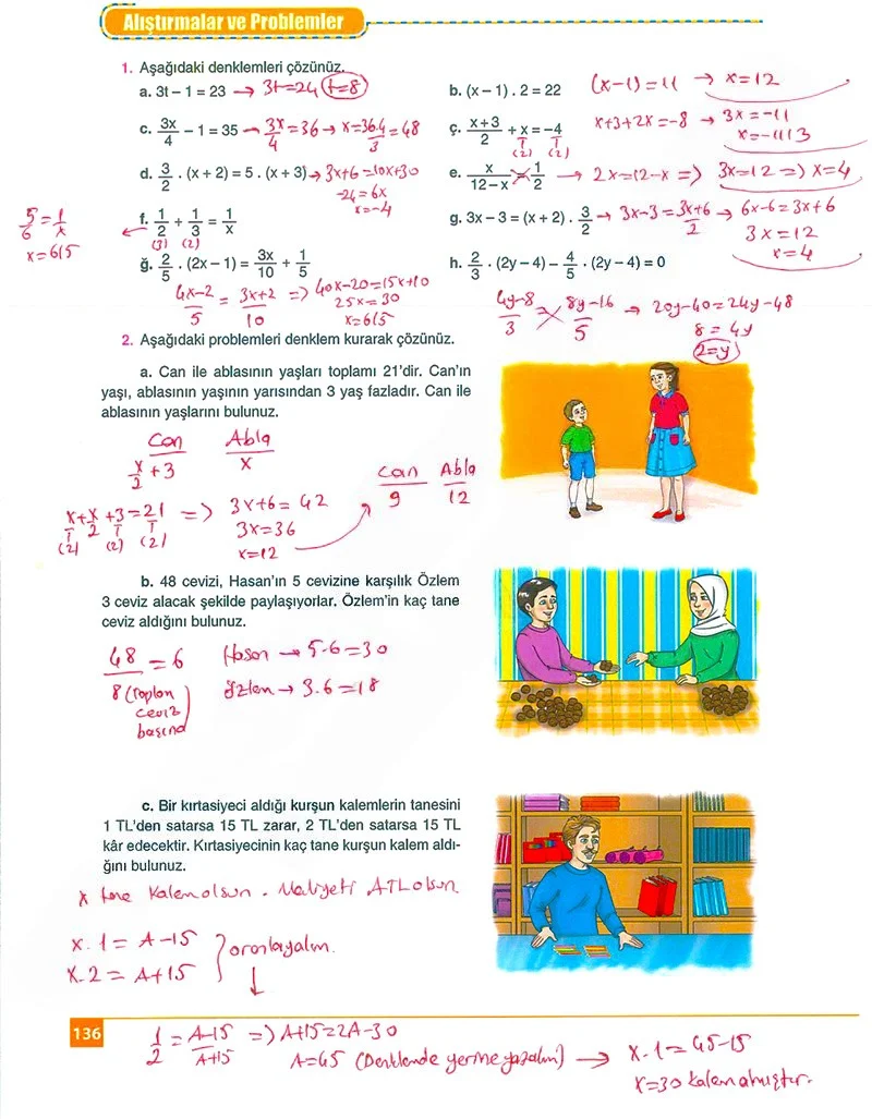 8. Sınıf Matematik Ders Kitabı Cevapları Koza Yayınları Sayfa 136 Çözüm Görseli