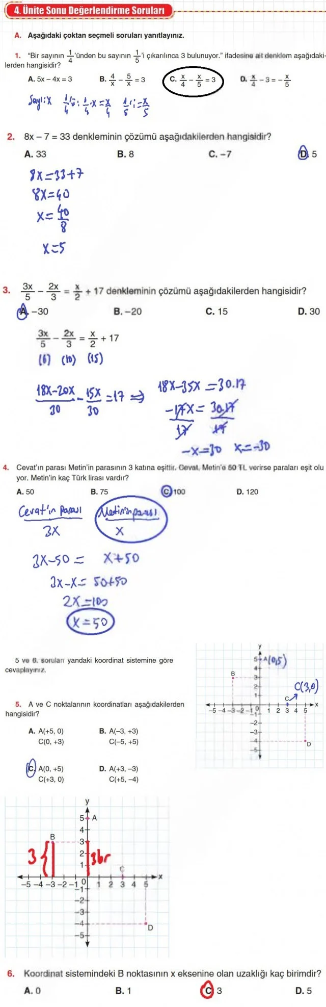 8. Sınıf Matematik Ders Kitabı Cevapları Koza Yayınları Sayfa 176 Çözüm Görseli