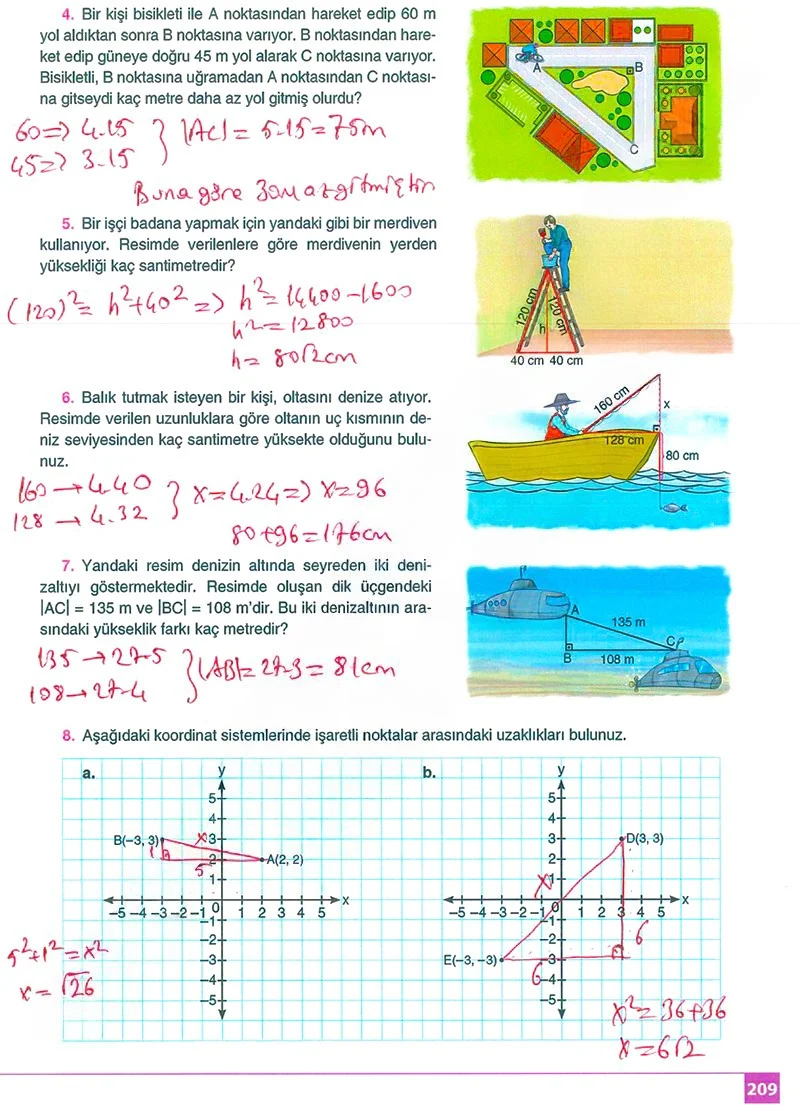 8. Sınıf Matematik Ders Kitabı Cevapları Koza Yayınları Sayfa 209 Çözüm Görseli