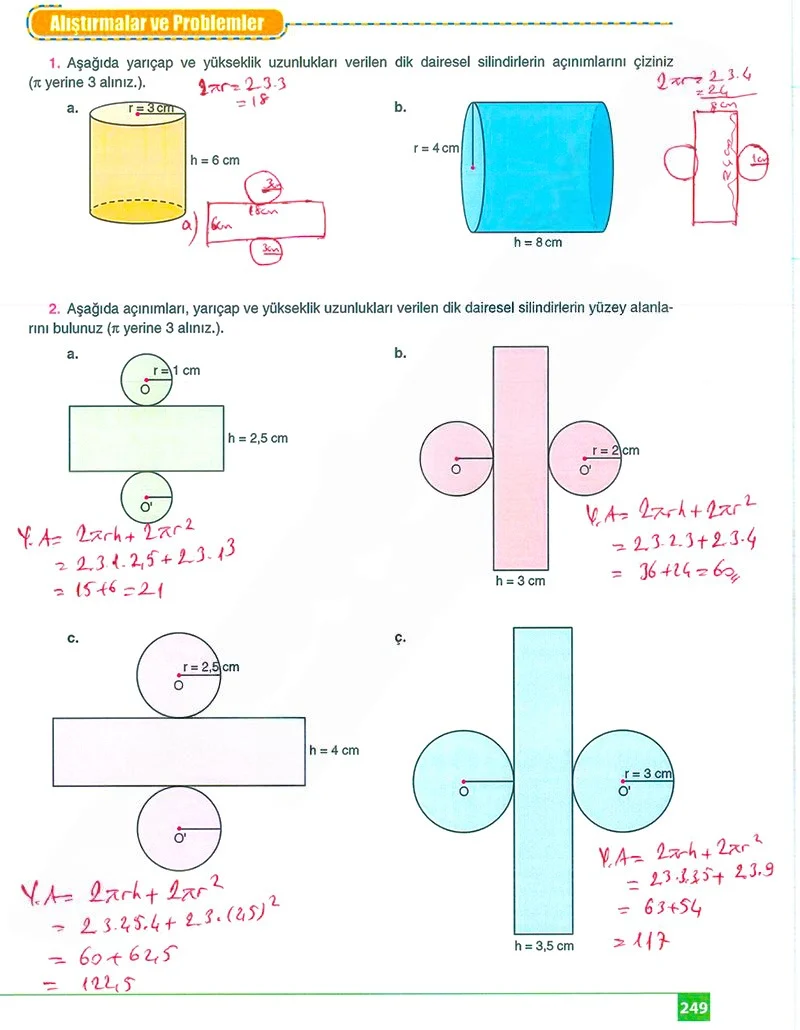 8. Sınıf Matematik Ders Kitabı Cevapları Koza Yayınları Sayfa 249 Çözüm Görseli