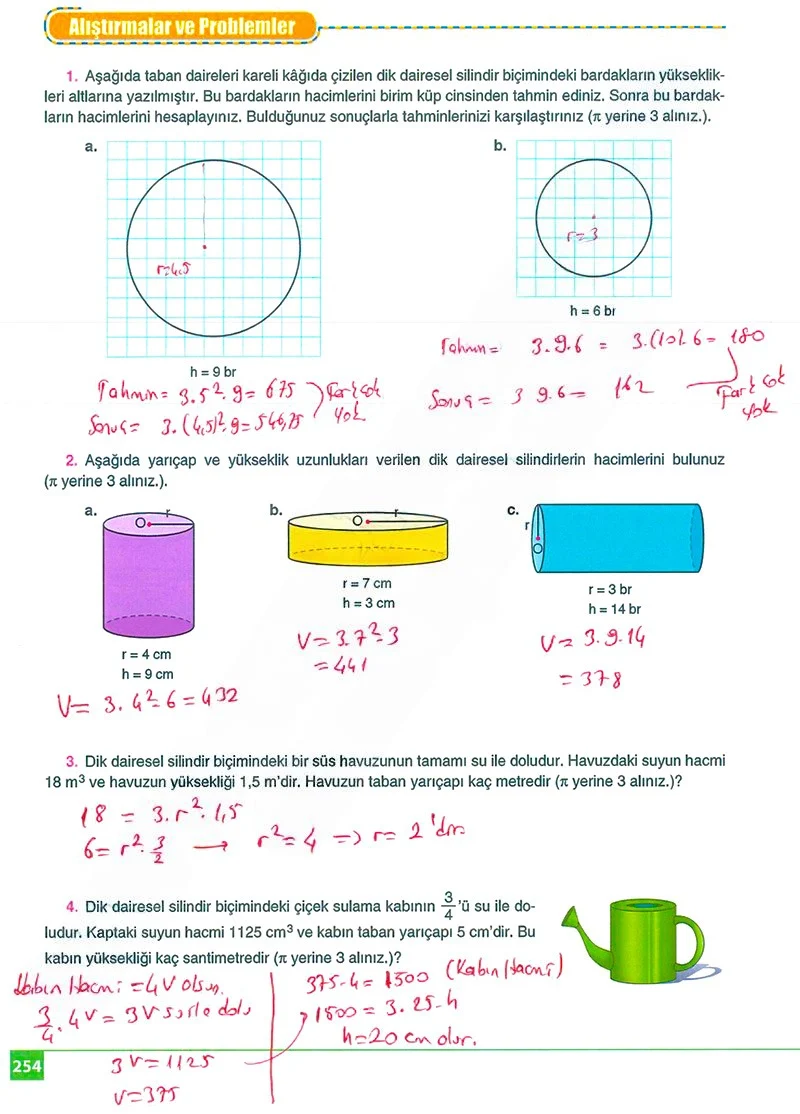 8. Sınıf Matematik Ders Kitabı Cevapları Koza Yayınları Sayfa 254 Çözüm Görseli