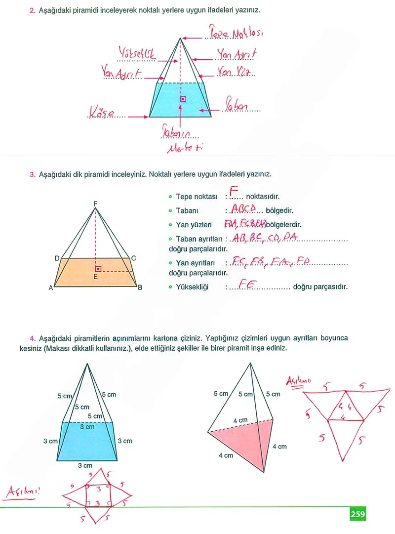 8. Sınıf Matematik Ders Kitabı Cevapları Koza Yayınları Sayfa 259 Çözüm Görseli