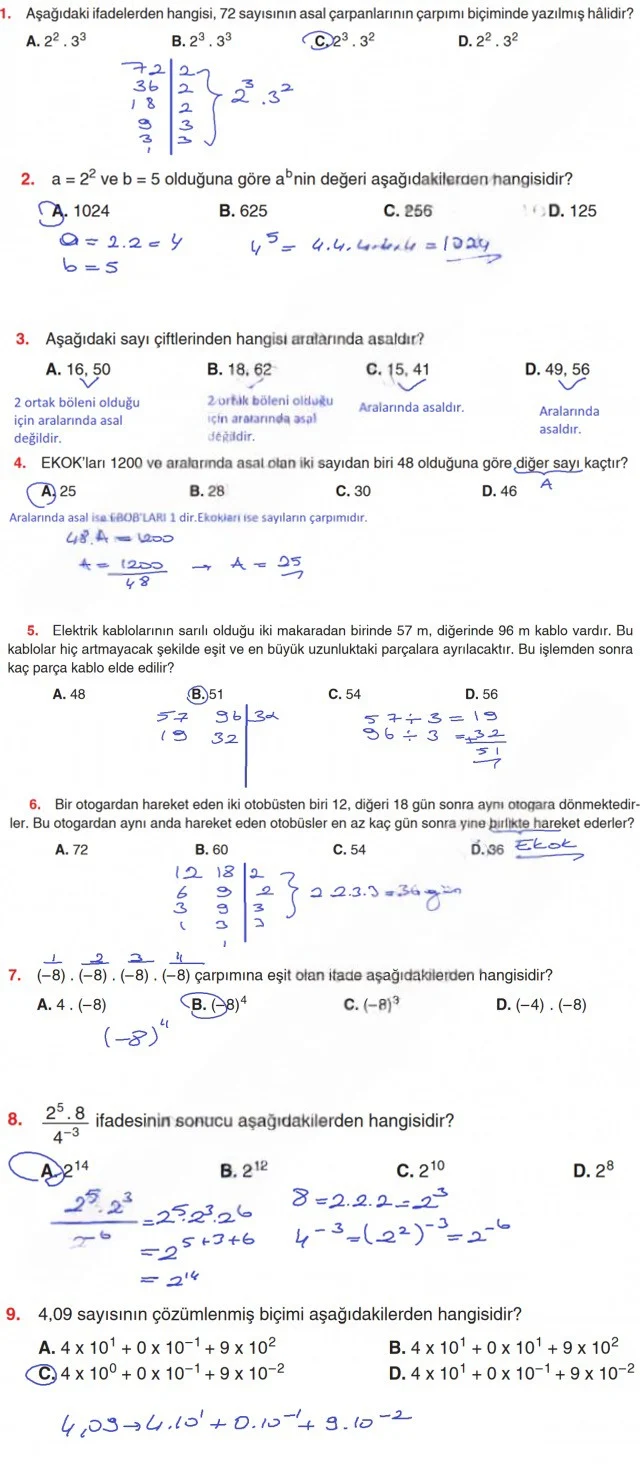8. Sınıf Matematik Ders Kitabı Cevapları Koza Yayınları Sayfa 43 Çözüm Görseli