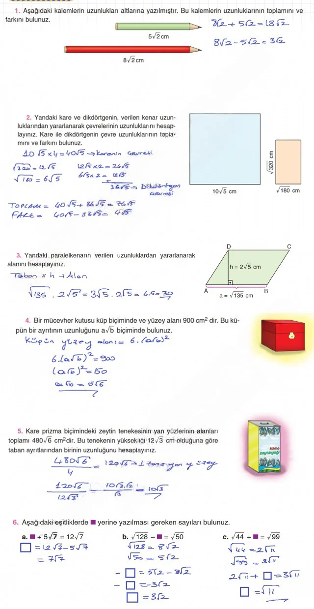 8. Sınıf Matematik Ders Kitabı Cevapları Koza Yayınları Sayfa 69 Çözüm Görseli