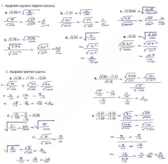 8. Sınıf Matematik Ders Kitabı Cevapları Koza Yayınları Sayfa 73 Çözüm Görseli