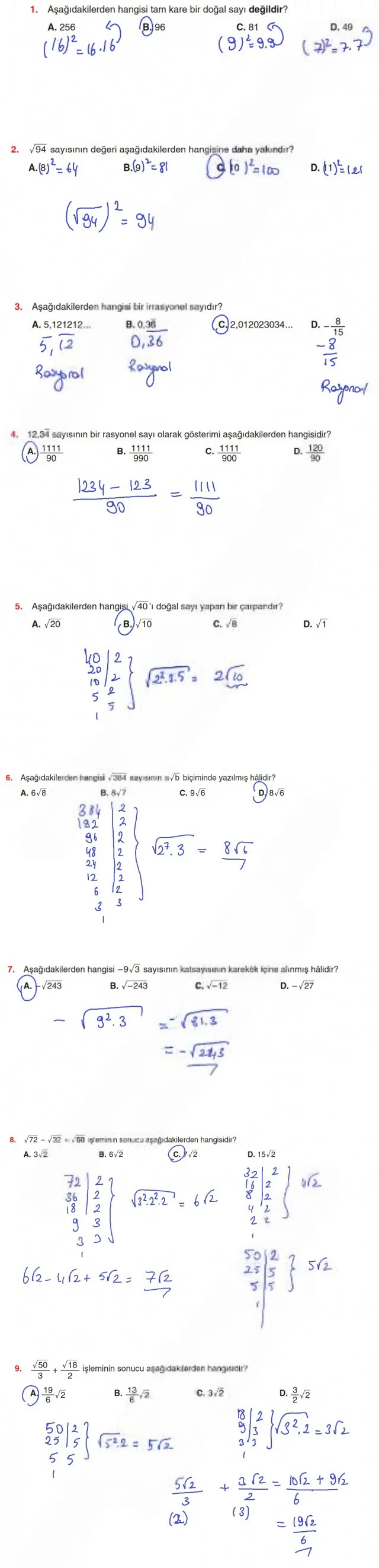 8. Sınıf Matematik Ders Kitabı Cevapları Koza Yayınları Sayfa 89 Çözüm Görseli