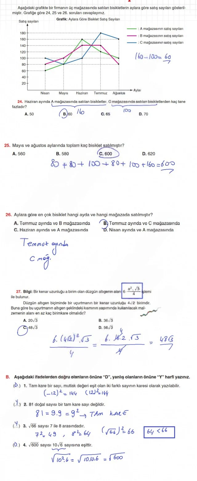 8. Sınıf Matematik Ders Kitabı Cevapları Koza Yayınları Sayfa 92 Çözüm Görseli