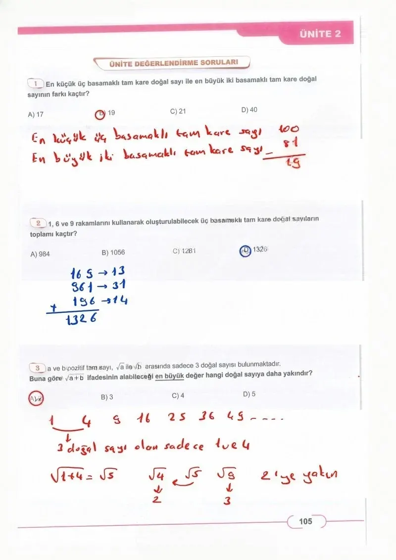 8. Sınıf Matematik Ders Kitabı Cevapları Meb Yayınları Sayfa 105 Çözüm Görseli