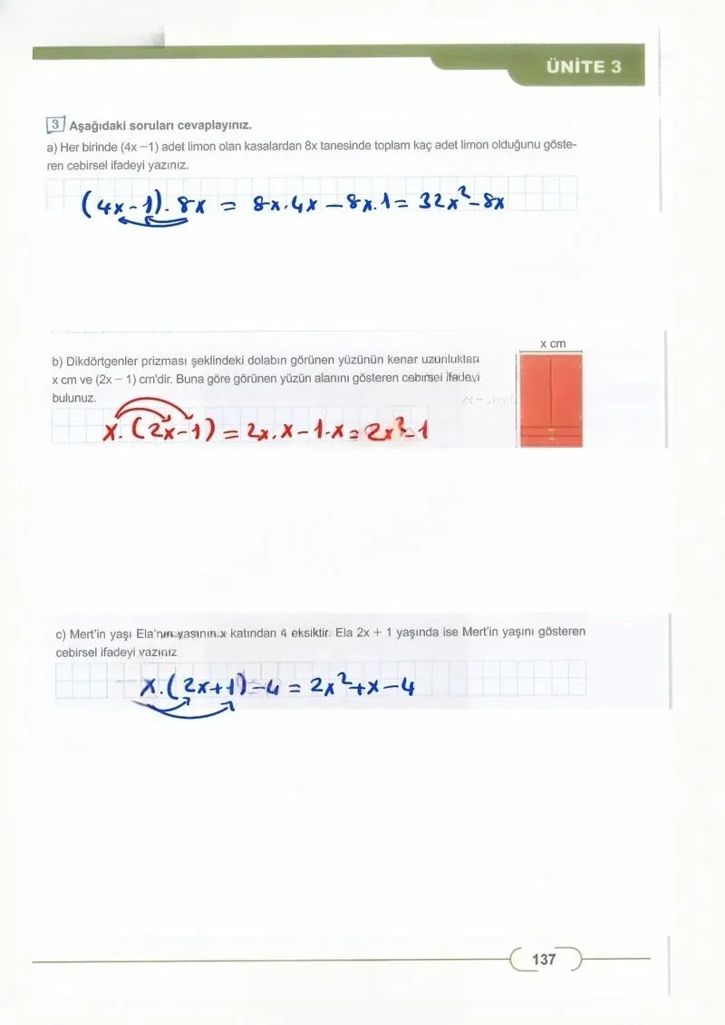 8. Sınıf Matematik Ders Kitabı Cevapları Meb Yayınları Sayfa 137 Çözüm Görseli