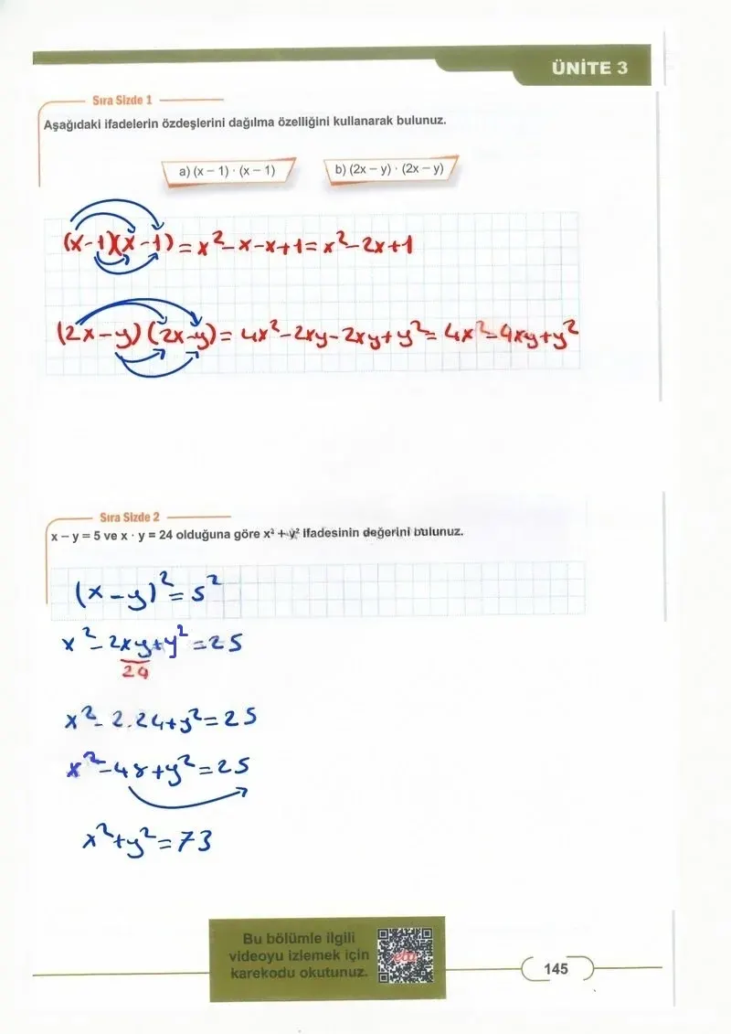 8. Sınıf Matematik Ders Kitabı Cevapları Meb Yayınları Sayfa 145 Çözüm Görseli