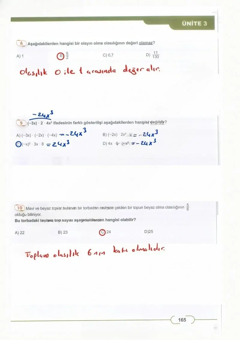8. Sınıf Matematik Ders Kitabı Cevapları Meb Yayınları Sayfa 165 Çözüm Görseli