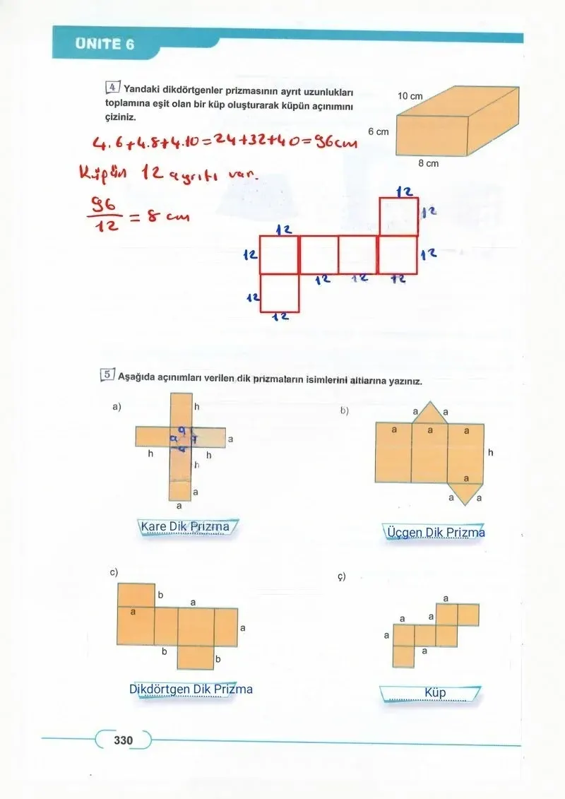 8. Sınıf Matematik Ders Kitabı Cevapları Meb Yayınları Sayfa 330 Çözüm Görseli