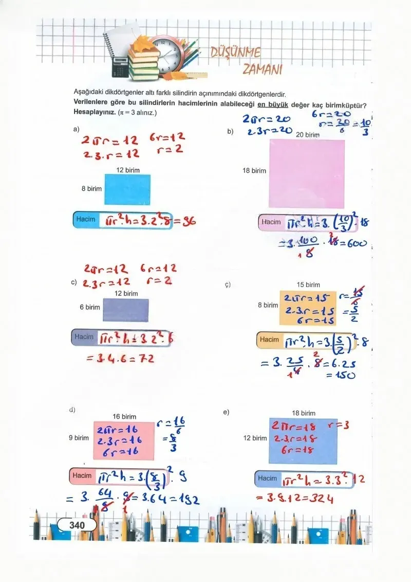 8. Sınıf Matematik Ders Kitabı Cevapları Meb Yayınları Sayfa 340 Çözüm Görseli