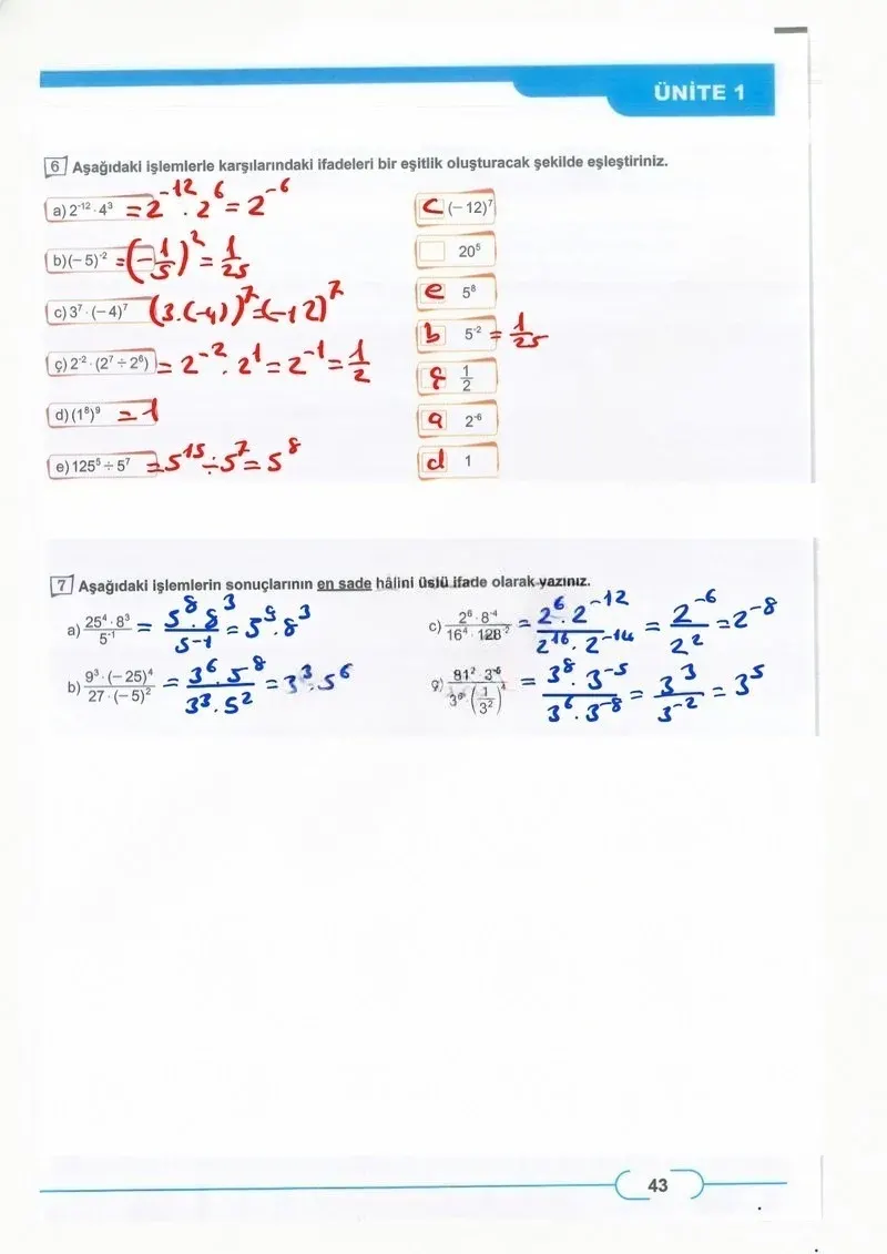 8. Sınıf Matematik Ders Kitabı Cevapları Meb Yayınları Sayfa 43 Çözüm Görseli