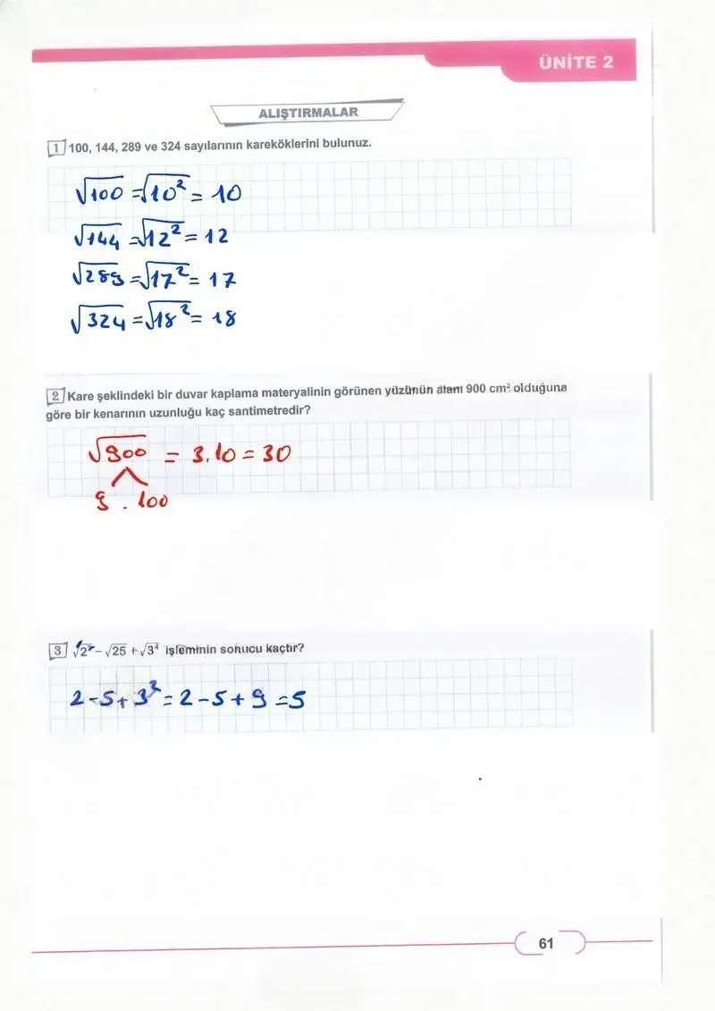 8. Sınıf Matematik Ders Kitabı Cevapları Meb Yayınları Sayfa 61 Çözüm Görseli