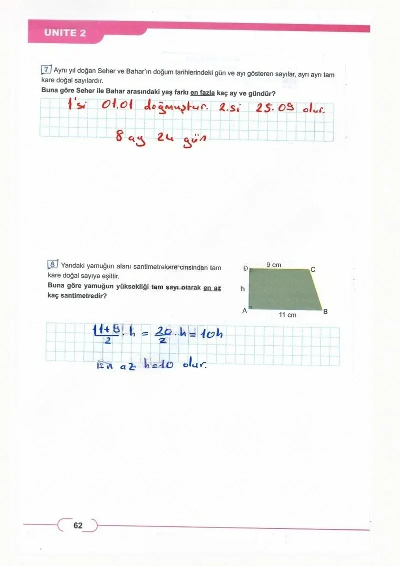8. Sınıf Matematik Ders Kitabı Cevapları Meb Yayınları Sayfa 62 Çözüm Görseli