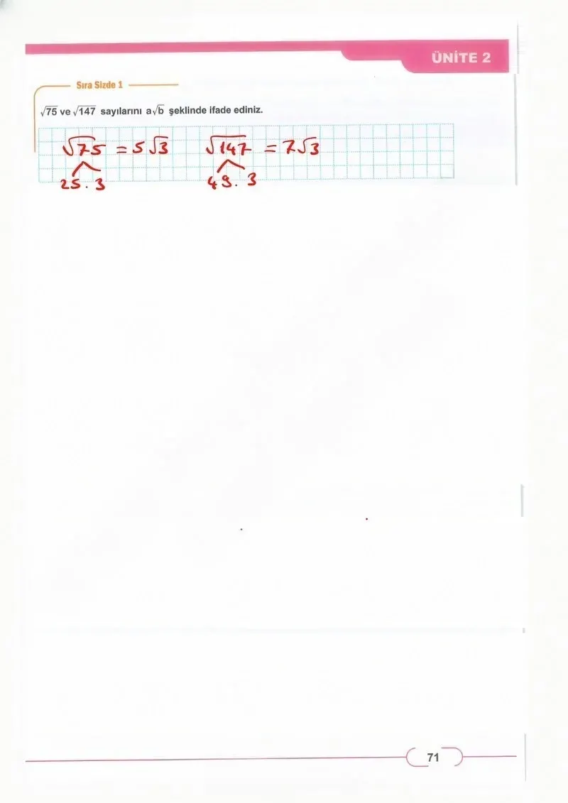 8. Sınıf Matematik Ders Kitabı Cevapları Meb Yayınları Sayfa 71 Çözüm Görseli