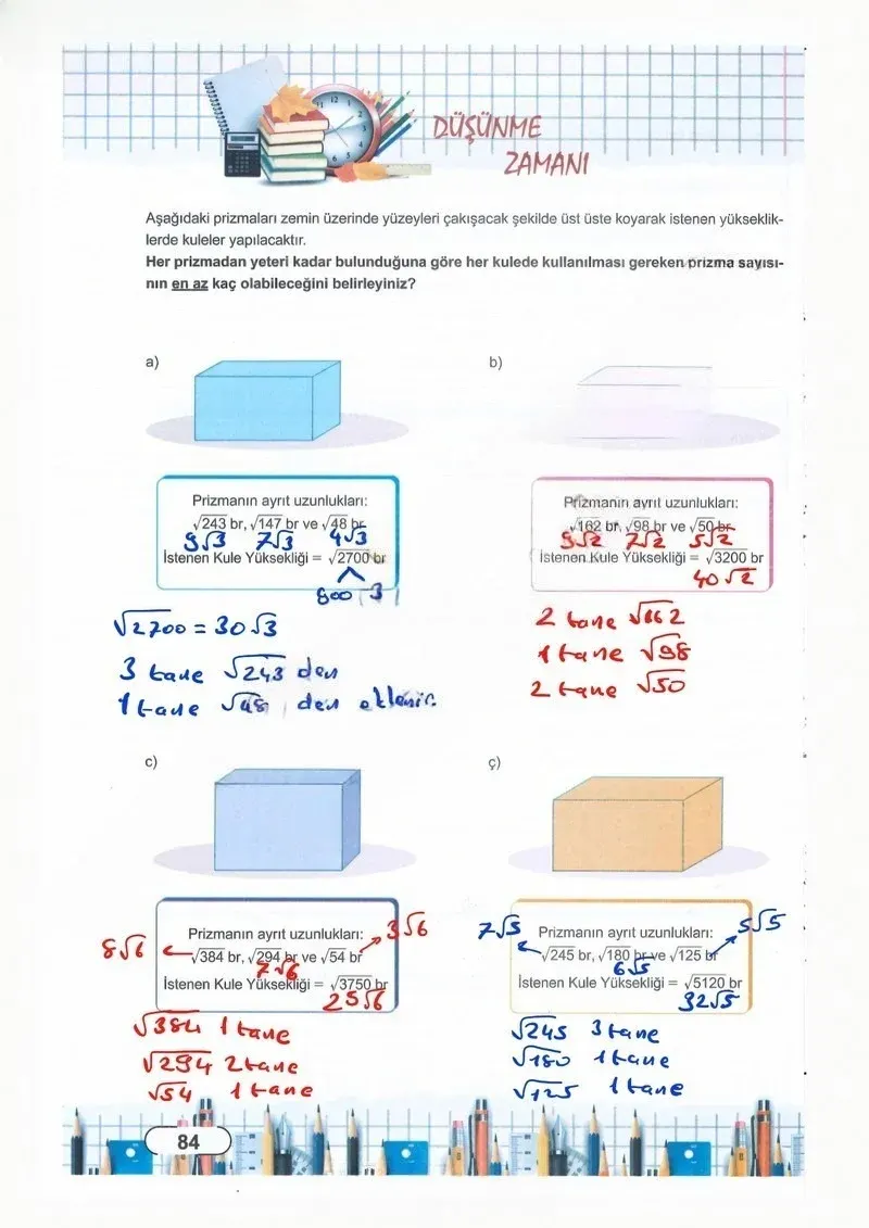 8. Sınıf Matematik Ders Kitabı Cevapları Meb Yayınları Sayfa 84 Çözüm Görseli