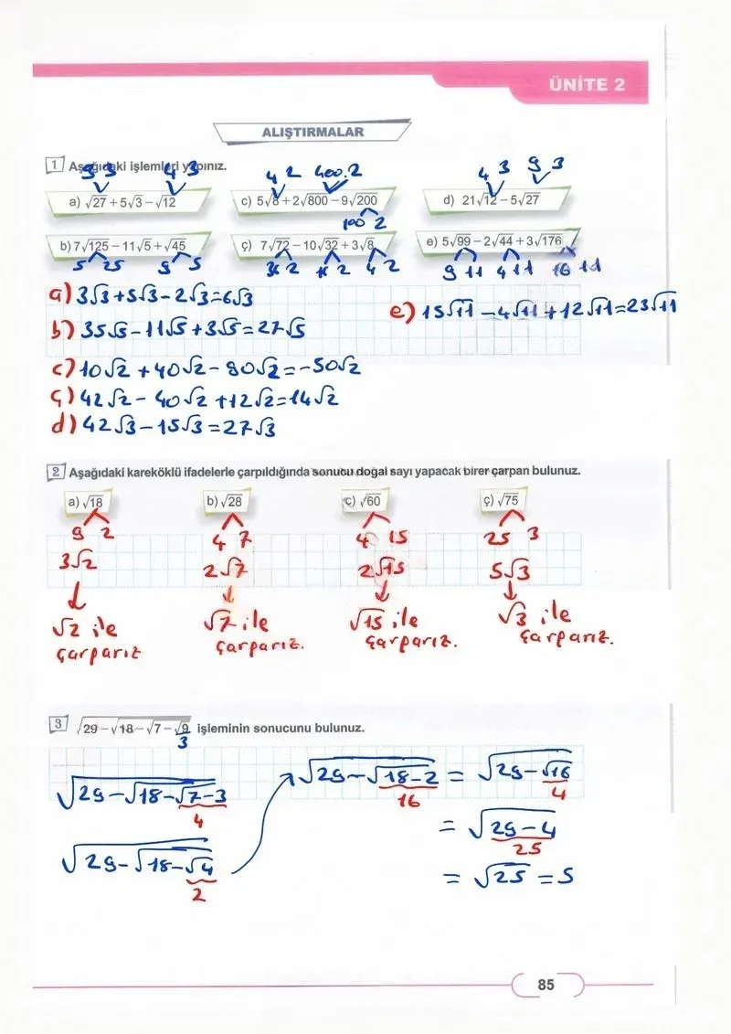 8. Sınıf Matematik Ders Kitabı Cevapları Meb Yayınları Sayfa 85 Çözüm Görseli