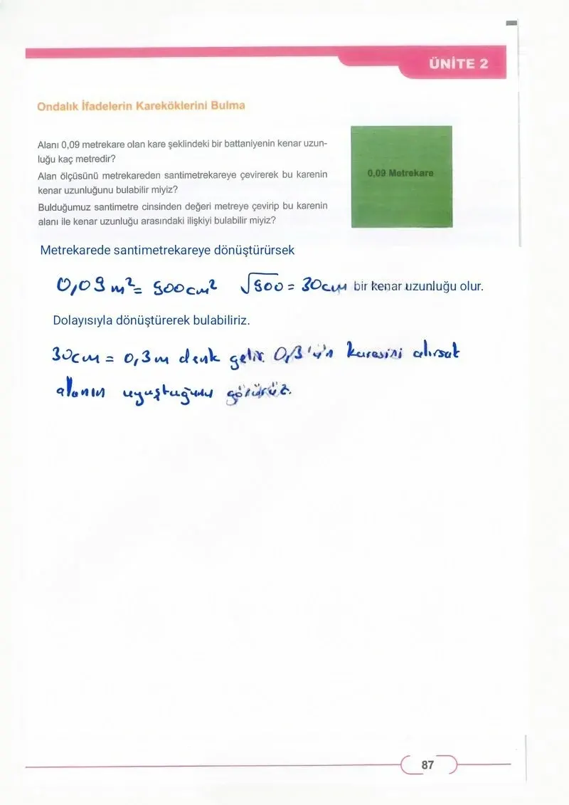 8. Sınıf Matematik Ders Kitabı Cevapları Meb Yayınları Sayfa 87 Çözüm Görseli
