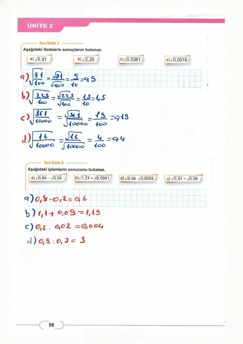 8. Sınıf Matematik Ders Kitabı Cevapları Meb Yayınları Sayfa 88 Çözüm Görseli
