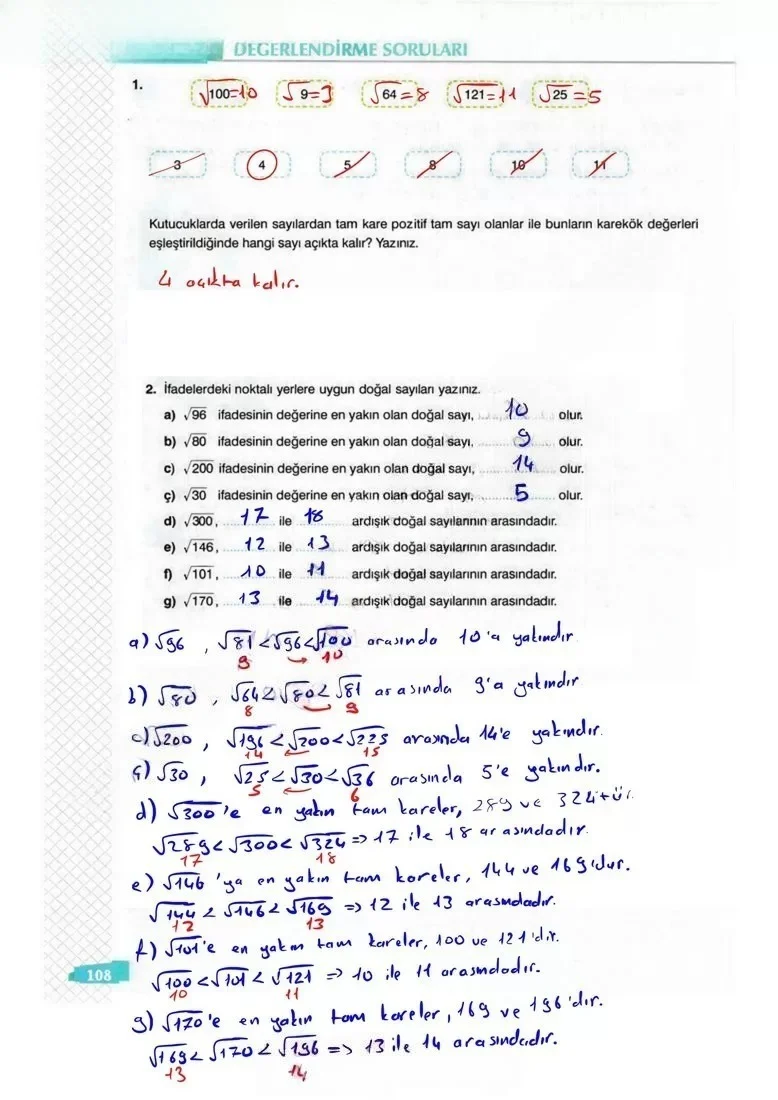 8. Sınıf Matematik Ders Kitabı Cevapları Sonuç Yayınları Sayfa 108 Çözüm Görseli