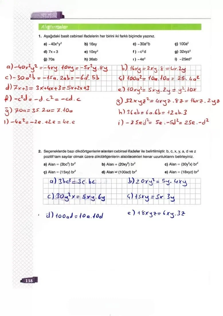 8. Sınıf Matematik Ders Kitabı Cevapları Sonuç Yayınları Sayfa 138 Çözüm Görseli