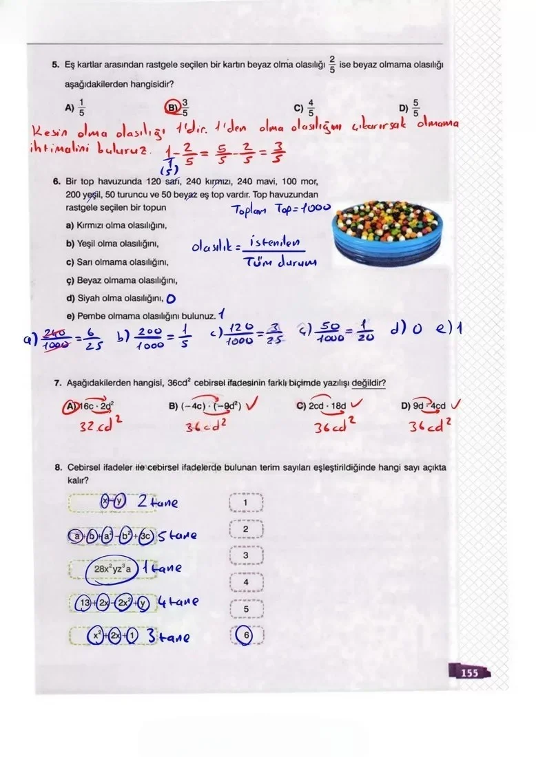 8. Sınıf Matematik Ders Kitabı Cevapları Sonuç Yayınları Sayfa 155 Çözüm Görseli
