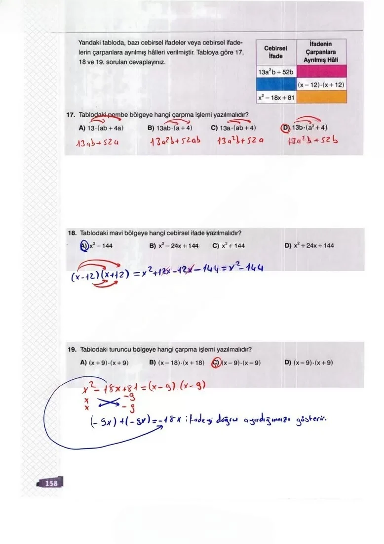 8. Sınıf Matematik Ders Kitabı Cevapları Sonuç Yayınları Sayfa 158 Çözüm Görseli