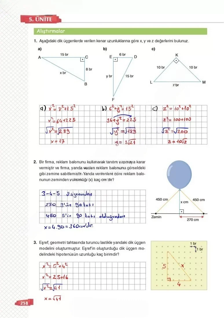 8. Sınıf Matematik Ders Kitabı Cevapları Sonuç Yayınları Sayfa 258 Çözüm Görseli