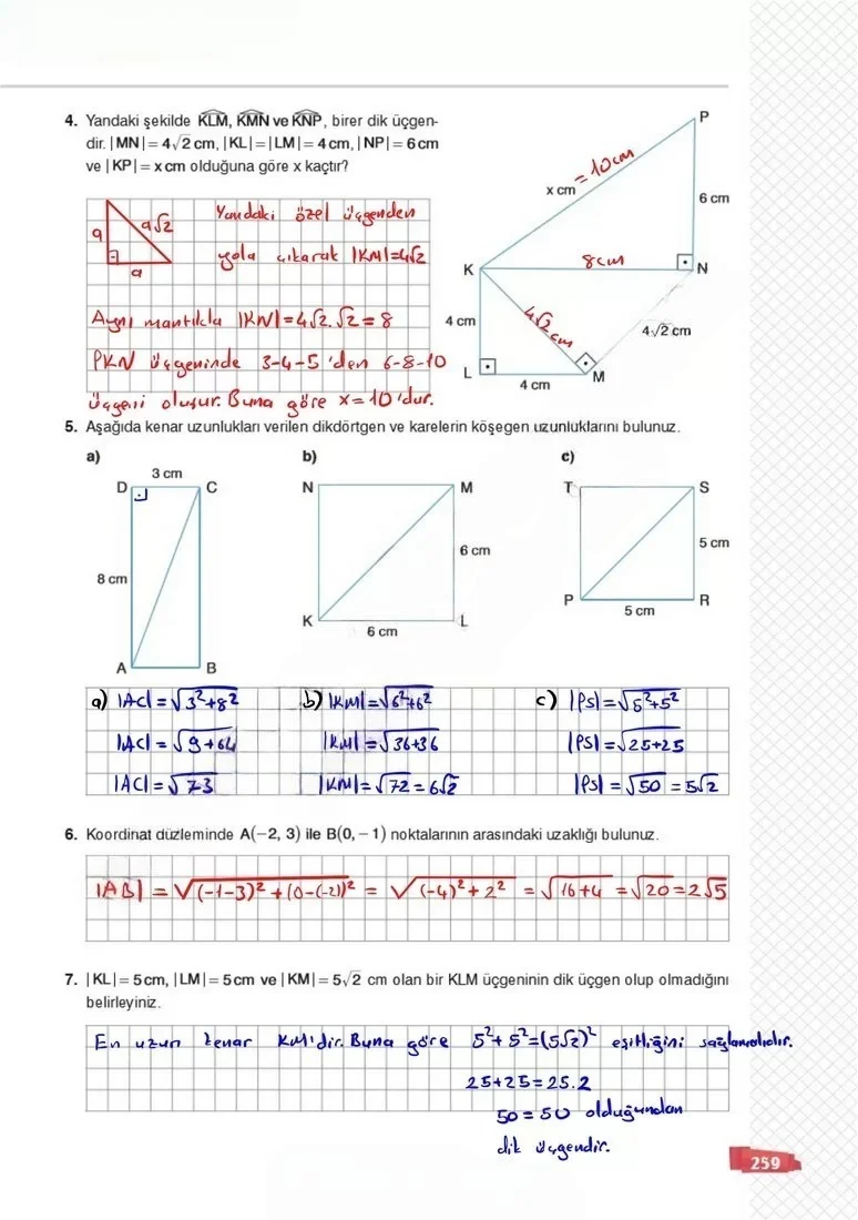 8. Sınıf Matematik Ders Kitabı Cevapları Sonuç Yayınları Sayfa 259 Çözüm Görseli