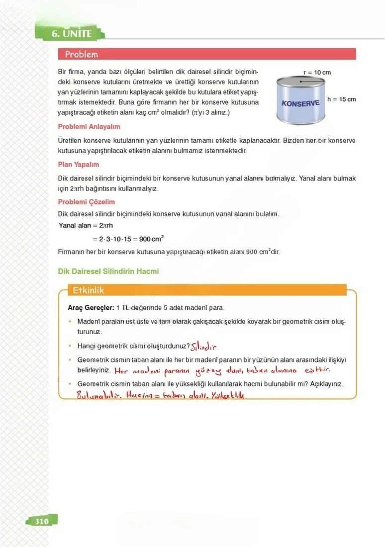 8. Sınıf Matematik Ders Kitabı Cevapları Sonuç Yayınları Sayfa 310 Çözüm Görseli