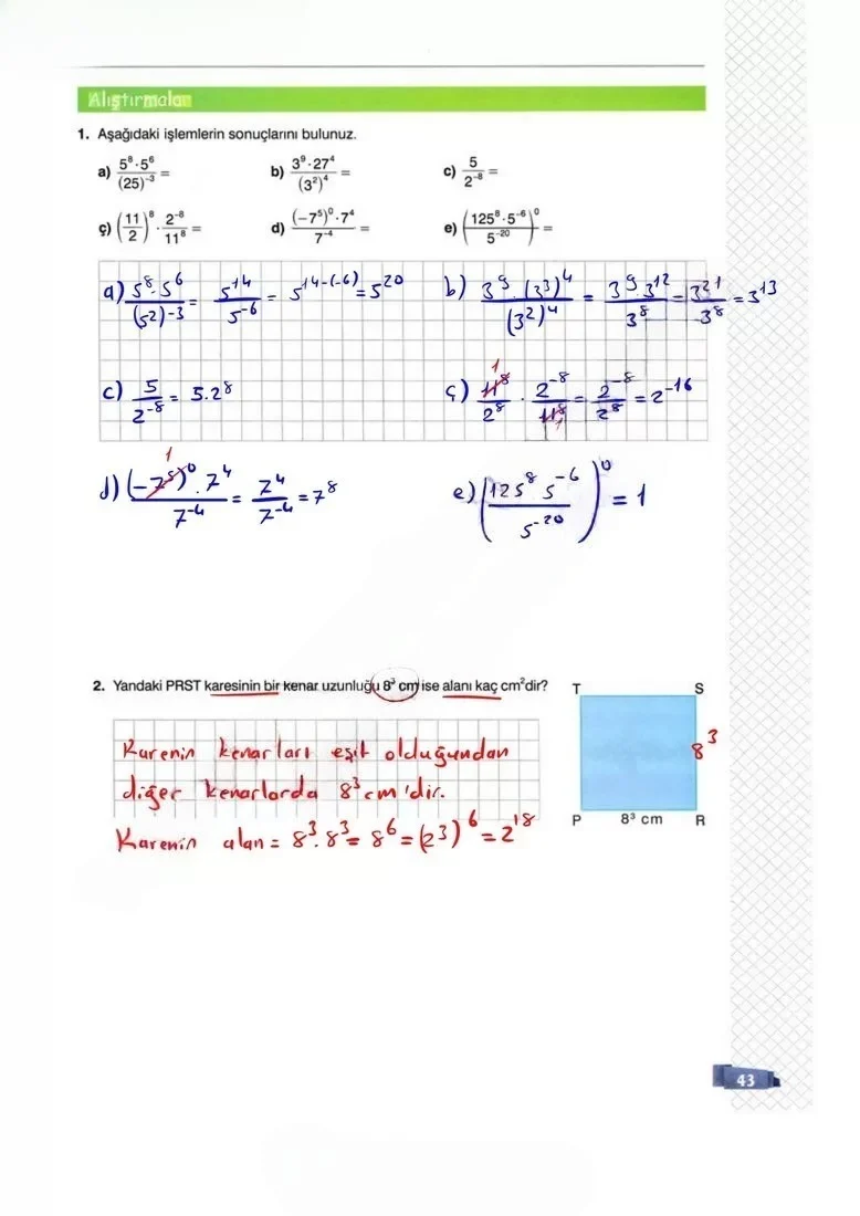 8. Sınıf Matematik Ders Kitabı Cevapları Sonuç Yayınları Sayfa 43 Çözüm Görseli