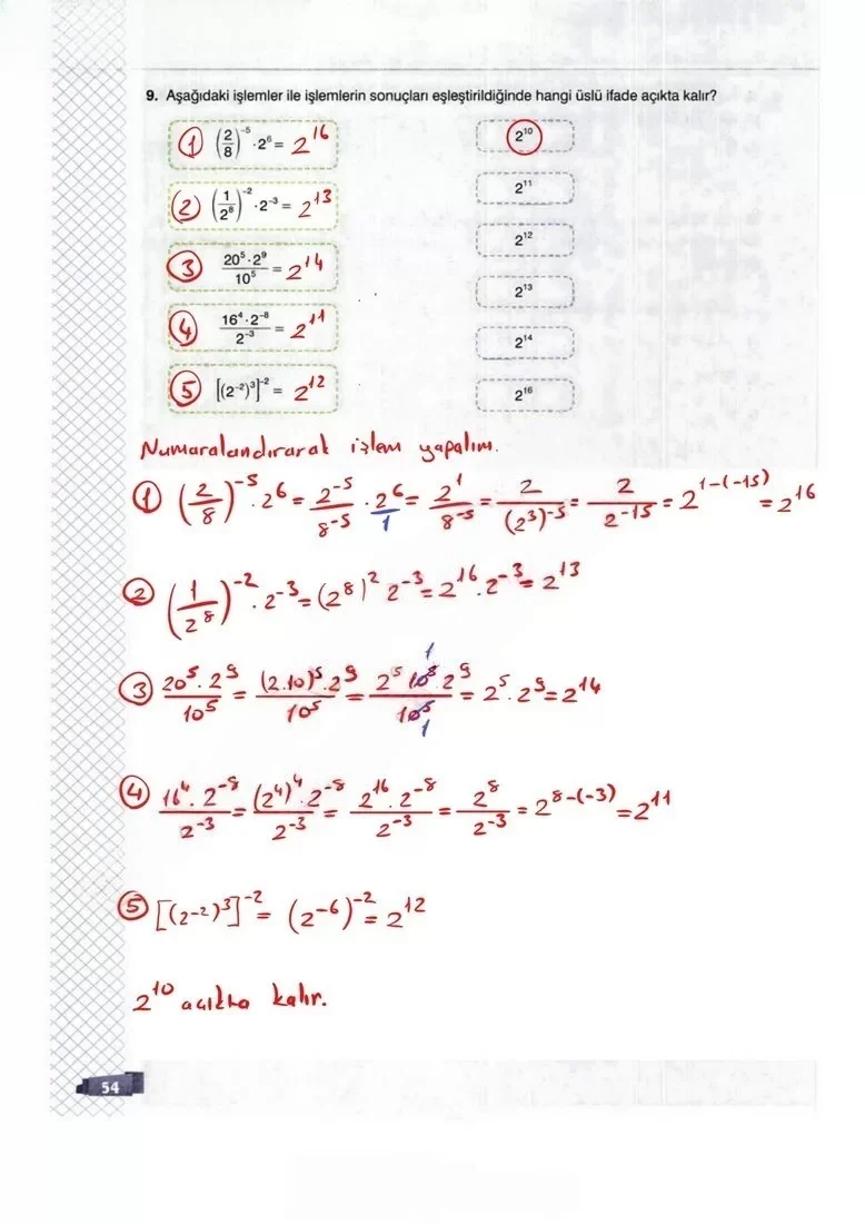 8. Sınıf Matematik Ders Kitabı Cevapları Sonuç Yayınları Sayfa 54 Çözüm Görseli
