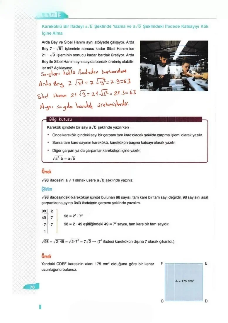 8. Sınıf Matematik Ders Kitabı Cevapları Sonuç Yayınları Sayfa 70 Çözüm Görseli