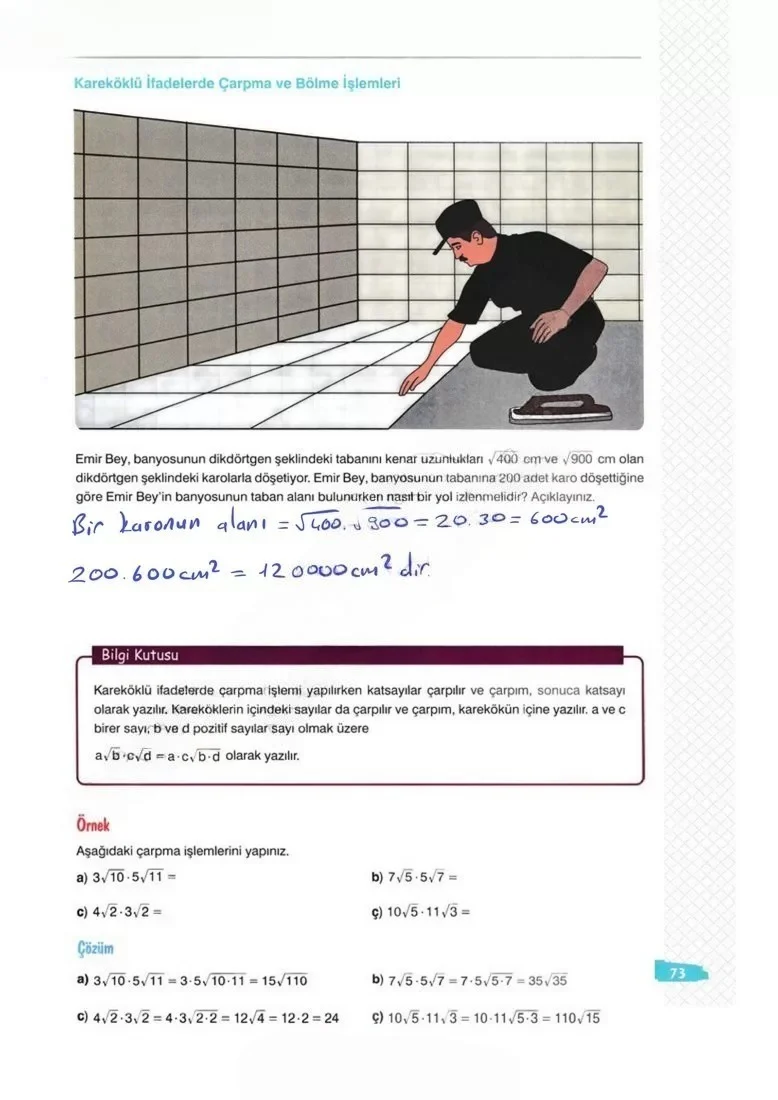 8. Sınıf Matematik Ders Kitabı Cevapları Sonuç Yayınları Sayfa 73 Çözüm Görseli