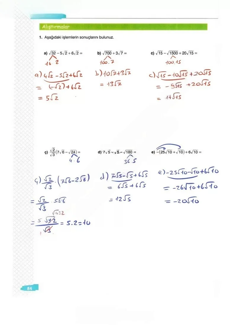 8. Sınıf Matematik Ders Kitabı Cevapları Sonuç Yayınları Sayfa 84 Çözüm Görseli