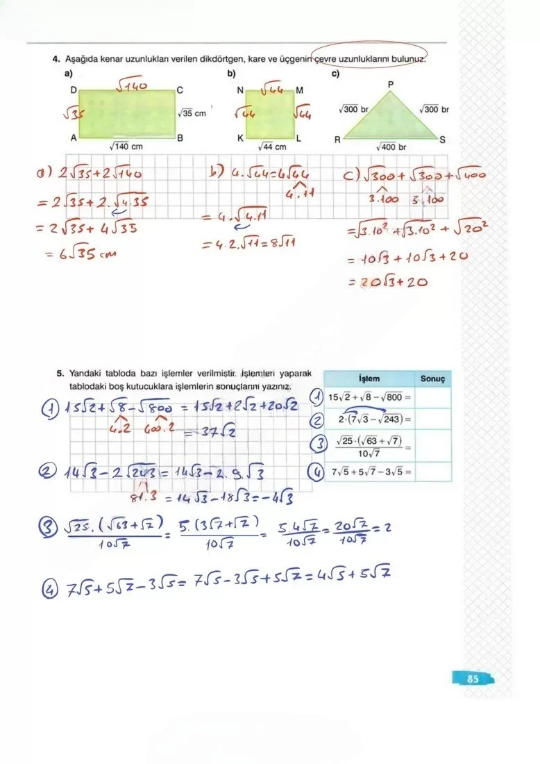8. Sınıf Matematik Ders Kitabı Cevapları Sonuç Yayınları Sayfa 85 Çözüm Görseli