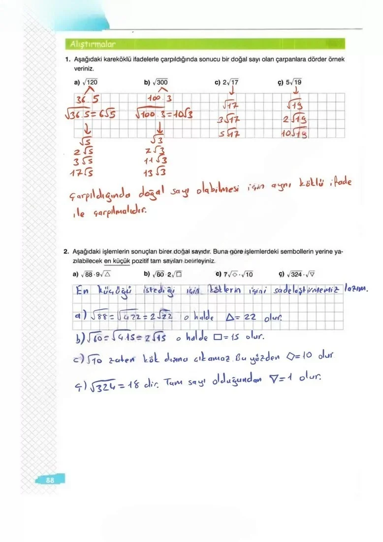 8. Sınıf Matematik Ders Kitabı Cevapları Sonuç Yayınları Sayfa 88 Çözüm Görseli