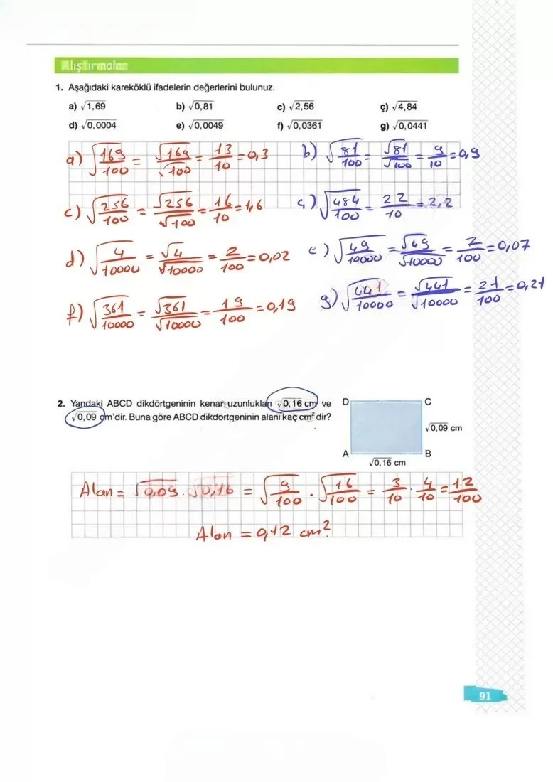 8. Sınıf Matematik Ders Kitabı Cevapları Sonuç Yayınları Sayfa 91 Çözüm Görseli