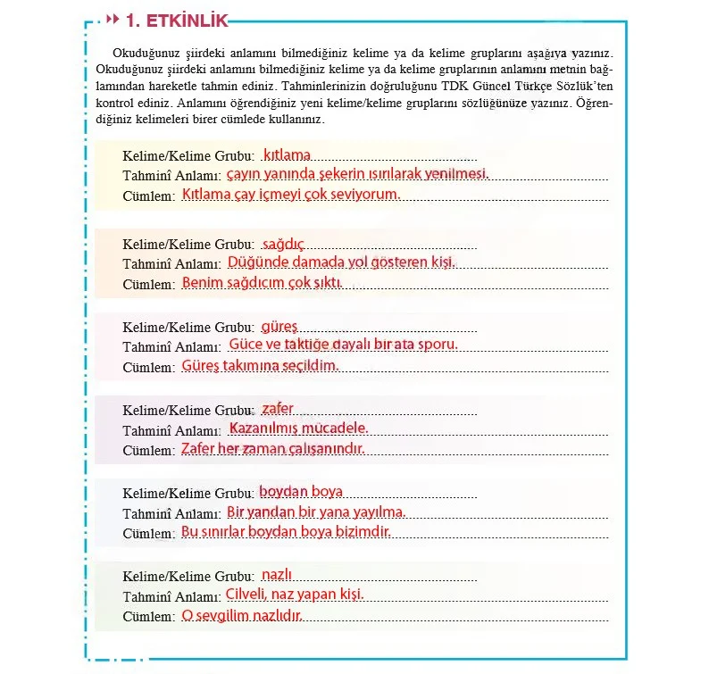 8. Sınıf Türkçe Ders Kitabı Cevapları Hecce Yayınları Sayfa 100 Çözüm Görseli