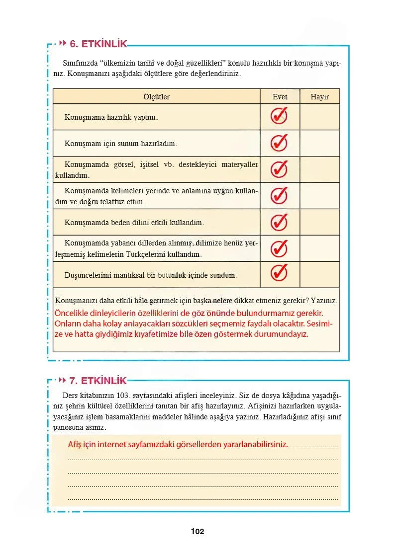8. Sınıf Türkçe Ders Kitabı Cevapları Hecce Yayınları Sayfa 102 Çözüm Görseli