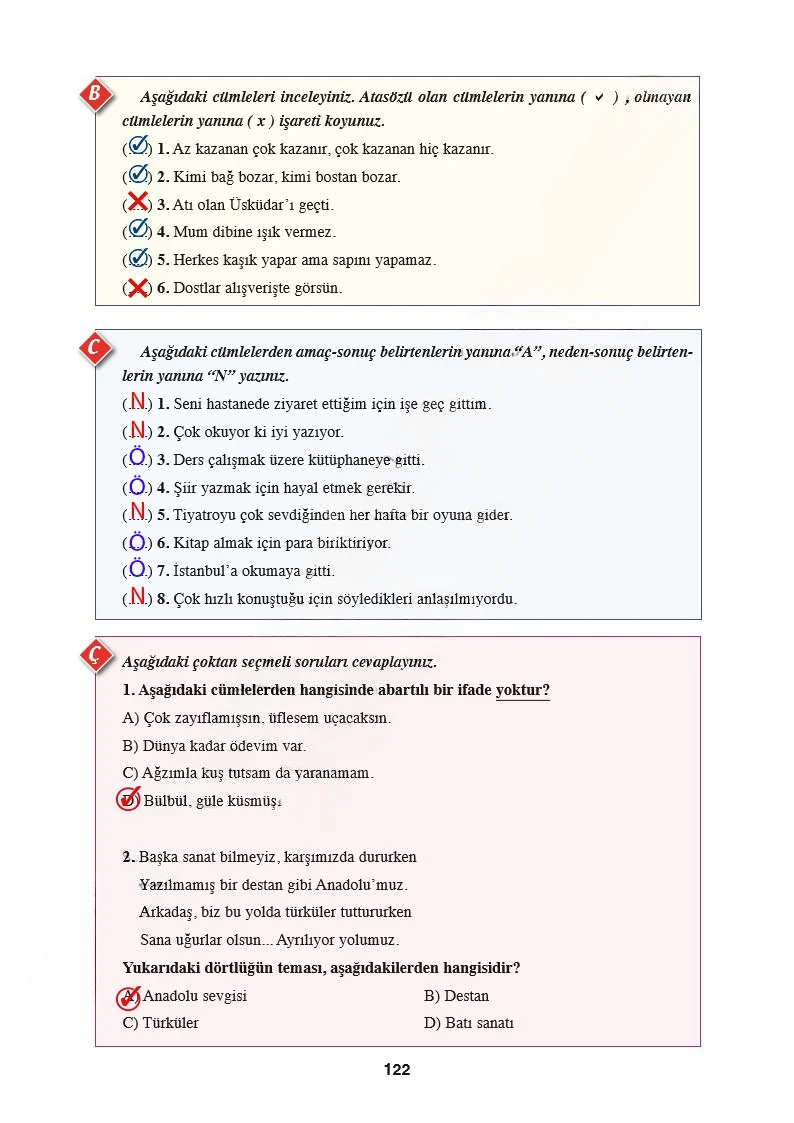 8. Sınıf Türkçe Ders Kitabı Cevapları Hecce Yayınları Sayfa 122 Çözüm Görseli
